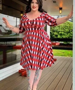 Laura Byrnes Design Kayla Swing Dress In Bad Girl Harlequin | Deadly Dames