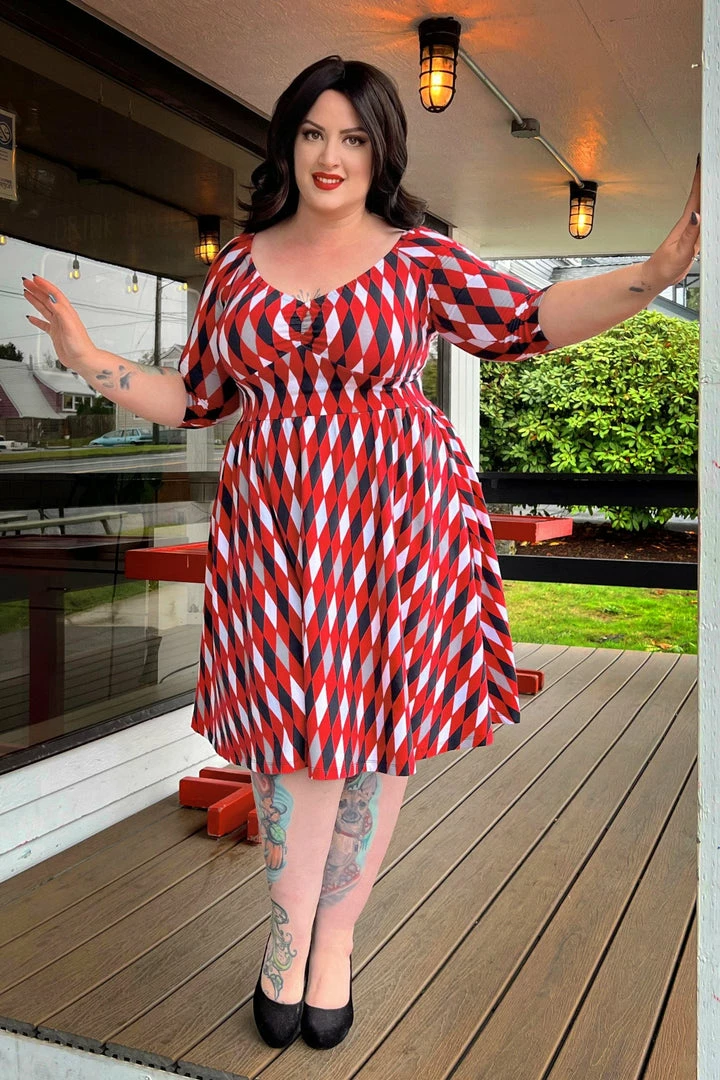 Laura Byrnes Design Kayla Swing Dress In Bad Girl Harlequin | Deadly Dames 4 Laura Byrnes Design Kayla Swing Dress In Bad Girl Harlequin | Deadly Dames