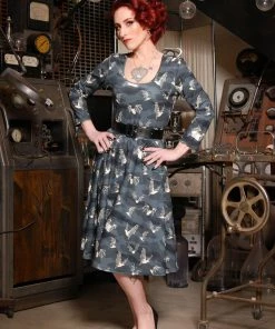 LBHM OYS - S - Final Sale - Hannah Scoop Neck Swing Dress In Victorian Bats Print | Laura Byrnes & Hope Morrison Shop All In-Stock Items By Size