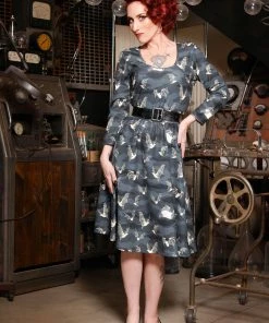 LBHM OYS - S - Final Sale - Hannah Scoop Neck Swing Dress In Victorian Bats Print | Laura Byrnes & Hope Morrison Shop All In-Stock Items By Size