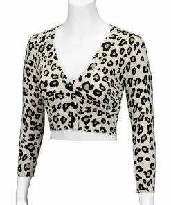 MAK / YeMak Deadly Pinup 3/4 Sleeve Cropped Cardigan In Leopard Print | Pinup Girl Clothing Shop All In-Stock Items By Size