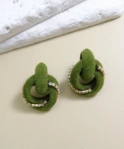 Wall To Wall Knot Your Nana's Earrings In Olive What's New, Pussycat?