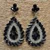 S And J - FashionGo Shop All In-Stock Items By Size Final Sale - Teardrop Black Crystal Pave Earrings