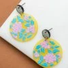 LA3Accesories The Art Of Nouveau Floral Earrings In Yellow
