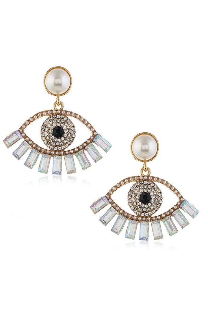 Ole - FashionGo That Gleam In Your Eye Pearl & Rhinestone Evil Eye Earrings 3 Ole - FashionGo That Gleam In Your Eye Pearl & Rhinestone Evil Eye Earrings