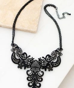 LA3Accesories What's New, Pussycat? Night Falls Filagree Necklace In Black