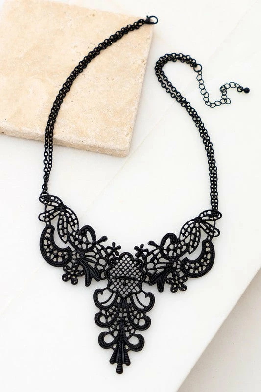 LA3Accesories Night Falls Filagree Necklace In Black What's New, Pussycat? 6 LA3Accesories Night Falls Filagree Necklace In Black What's New, Pussycat?