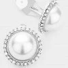 Wona Trading She's A Lady Pearl Clip On Earrings In Silver