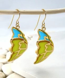 Wall To Wall Blue And Green Acrylic Butterfly Earrings What's New, Pussycat?