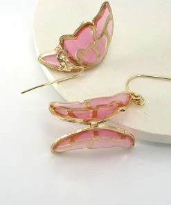 Wall To Wall What's New, Pussycat? Pink Acrylic Butterfly Earrings