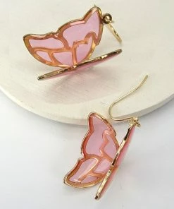 Wall To Wall What's New, Pussycat? Pink Acrylic Butterfly Earrings