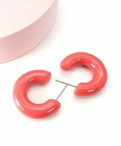 Wall To Wall What's New, Pussycat? Perfect Pair Resin Hoops In Coral