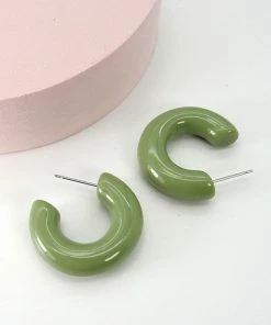 Wall To Wall Perfect Pair Resin Hoops In Olive