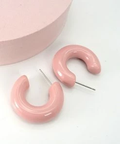 Wall To Wall Perfect Pair Resin Hoops In Pink