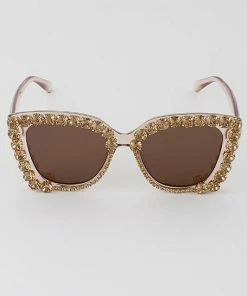 H&D Accessories Julia Jeweled Sunglasses In Gold