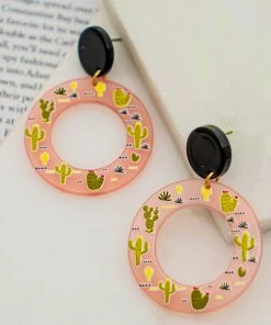 LA3Accesories Desert Sun Painted Acrylic Hoop Earrings What's New, Pussycat?