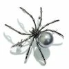 Alibaba The Weaver Spider Vintage Inspired Brooch In Onyx & Pearl