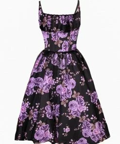 Shop All In-Stock Items By Size Final Sale - Ella Vintage Sundress In Purple Roses | Pinup Couture
