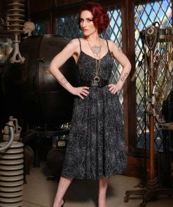 Shop All In-Stock Items By Size Final Sale - Amalie Ballerina Swing Dress In Black Widow Spiderweb | Pinup Couture