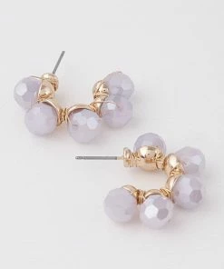 H&D Accessories Ball Drop Beaded Hoop Earrings In Lavender What's New, Pussycat?