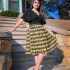 Bella Vintage Gathered Swing Skirt In Yellow House Harlequin | Pinup Couture