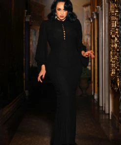 Laura Byrnes Design Final Sale - Serafina Maxi Gown In Black Crepe | Laura Byrnes