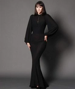 Laura Byrnes Design Final Sale - Serafina Maxi Gown In Black Crepe | Laura Byrnes