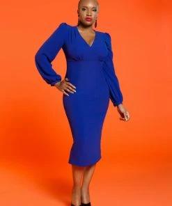 Laura Byrnes Design Final Sale - Rachel Dress In Blue Stretch Crepe | Traci Lords