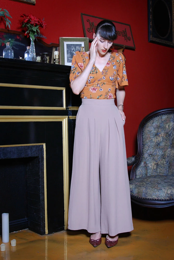 Viva Blouse In Mustard Floral Stretch Crepe | Laura Byrnes Design What's New, Pussycat? 4 Viva Blouse In Mustard Floral Stretch Crepe | Laura Byrnes Design What's New, Pussycat?