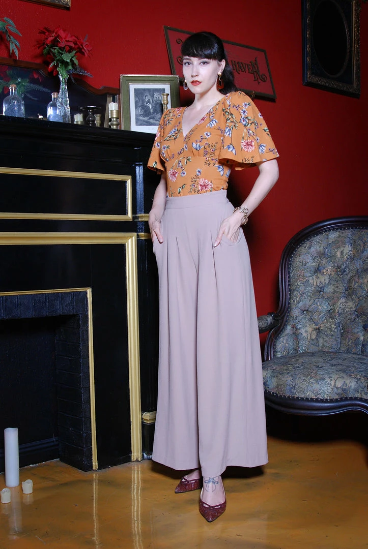 Viva Blouse In Mustard Floral Stretch Crepe | Laura Byrnes Design What's New, Pussycat? 3 Viva Blouse In Mustard Floral Stretch Crepe | Laura Byrnes Design What's New, Pussycat?