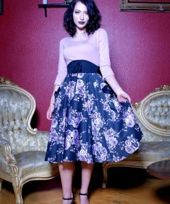 Pinupgirlclothing.com OYS - XS - Vintage Inspired Corset Skirt In Purple Floral | Laura Byrnes Design