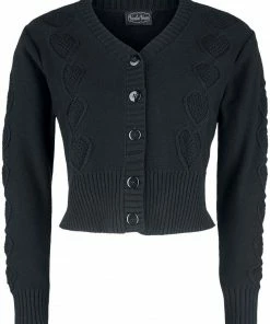 Jazmine Heart Knit Cardigan In Black | Voodoo Vixen What's New, Pussycat?