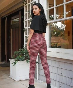 Shop All In-Stock Items By Size Final Sale - LB Long Trousers In Red Plaid | Laura Byrnes Design