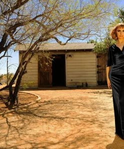 Pinupgirlclothing.com Shop All In-Stock Items By Size Final Sale - Valeria Deco Maxi Gown In Black Stretch Velvet | Laura Byrnes Design