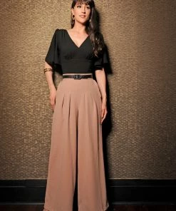 Viva Top- Vintage 40's Inspired Flutter Sleeve Blouse In Black | Laura Byrnes Design