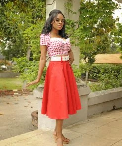 Pinupgirlclothing.com Doris Vintage Swing Skirt With Pockets In Red | Pinup Couture
