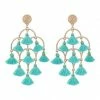 Ole - FashionGo What's New, Pussycat? Tassel Tuesday Chandelier Earrings In Aqua