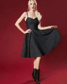Final Sale - Addy Dress In Dark Denim | Pinup Couture