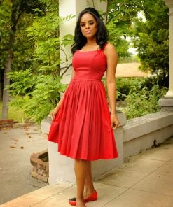 Final Sale - Vintage Sundress - Jenny Swing Dress In Solid Red | Pinup Couture Shop All In-Stock Items By Size