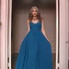 Shop All In-Stock Items By Size Final Sale - Amalie Ballerina Daytime Maxi Gown In Peacock | Pinup Couture