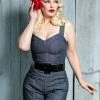 Laura Byrnes Design Final Sale - Laura Byrnes Daphne Short Overalls In Dark Blue Denim Shop All In-Stock Items By Size
