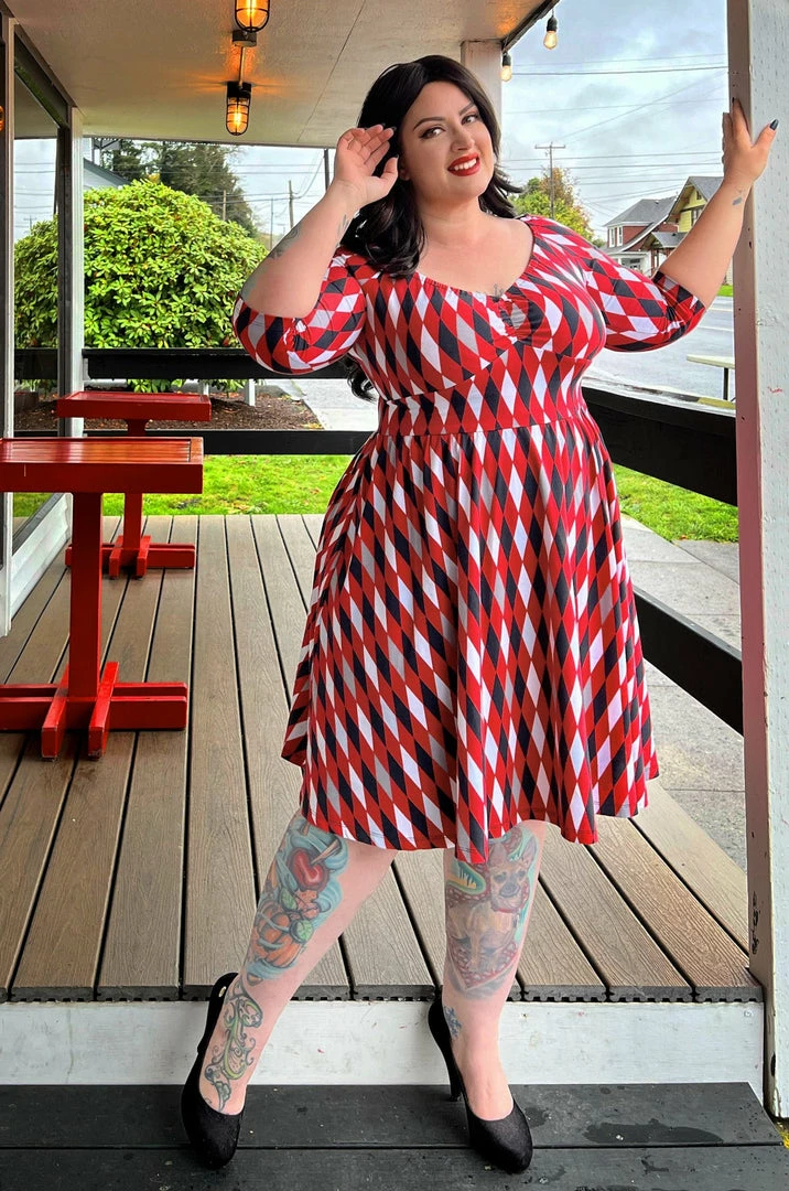 Laura Byrnes Design Kayla Swing Dress In Bad Girl Harlequin | Deadly Dames 3 Laura Byrnes Design Kayla Swing Dress In Bad Girl Harlequin | Deadly Dames