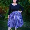 Bella Vintage Gathered Swing Skirt In Solstice Stripe Cotton Sateen | Pinup Couture What's New, Pussycat?