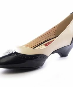 BAIT Footwear Spectator Kitten Heels In Black And Cream What's New, Pussycat?