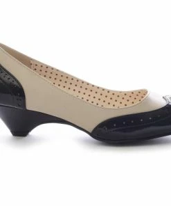 BAIT Footwear Spectator Kitten Heels In Black And Cream What's New, Pussycat?