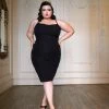 Final Sale - Jayne Wiggle Dress In Black Poly Crepe | Pinup Couture