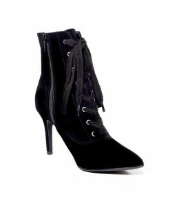 Joia Scorpio Stiletto Lace Up Hiker Bootie Heels In Midnight Black Faux Suede What's New, Pussycat? 17 Joia Scorpio Stiletto Lace Up Hiker Bootie Heels In Midnight Black Faux Suede What's New, Pussycat?