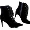 Joia What's New, Pussycat? Scorpio Stiletto Lace Up Hiker Bootie Heels In Midnight Black Faux Suede