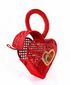 Hand Woven Sagrado Corazon Raffia Purse In Red | Evelyn Ariza 12 Hand Woven Sagrado Corazon Raffia Purse In Red | Evelyn Ariza