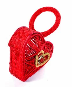 Hand Woven Sagrado Corazon Raffia Purse In Red | Evelyn Ariza 14 Hand Woven Sagrado Corazon Raffia Purse In Red | Evelyn Ariza